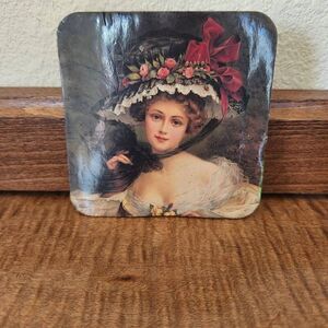 Victorian lady cup mat coaster 1 single piece decorative